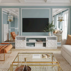 Mueble para TV de alto brillo de 70" con puertas de paneles de panal