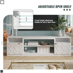 Mueble para TV de alto brillo de 70" con puertas de paneles de panal