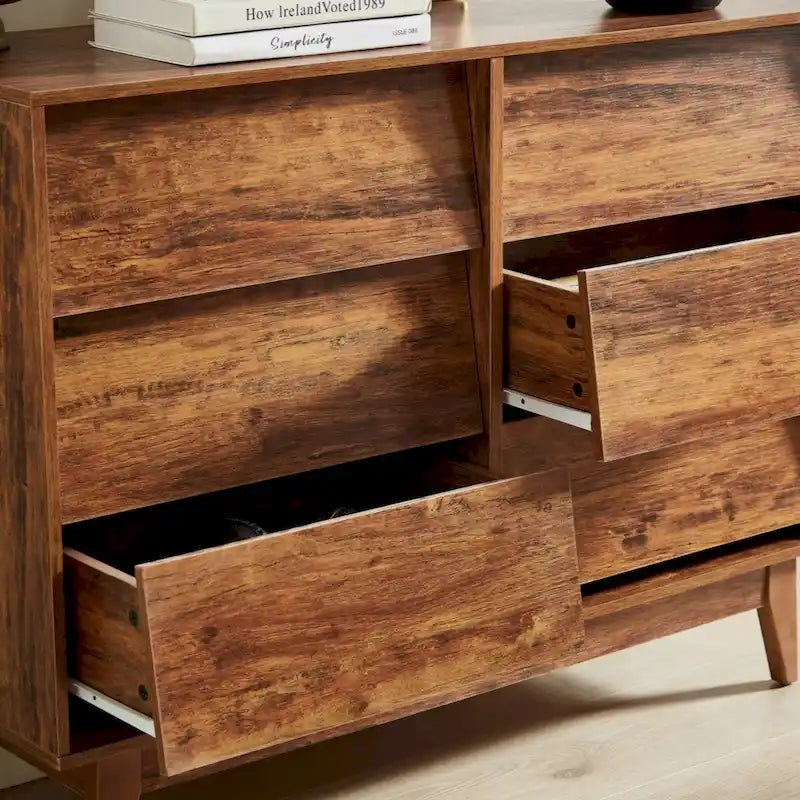 Commode double à 6 tiroirs avec détails à bord biseauté