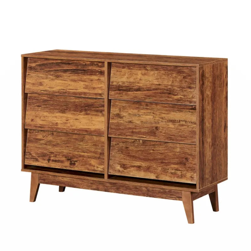 Commode double à 6 tiroirs avec détails à bord biseauté