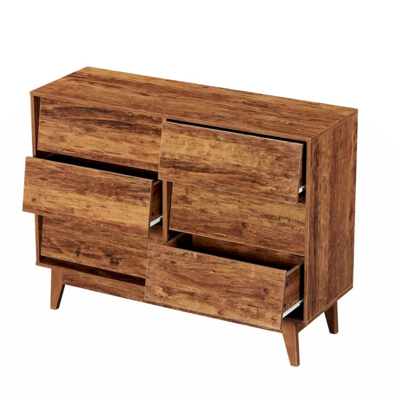 Commode double à 6 tiroirs avec détails à bord biseauté