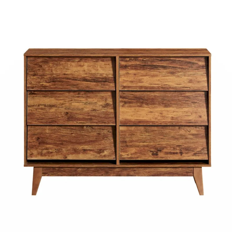 Commode double à 6 tiroirs avec détails à bord biseauté
