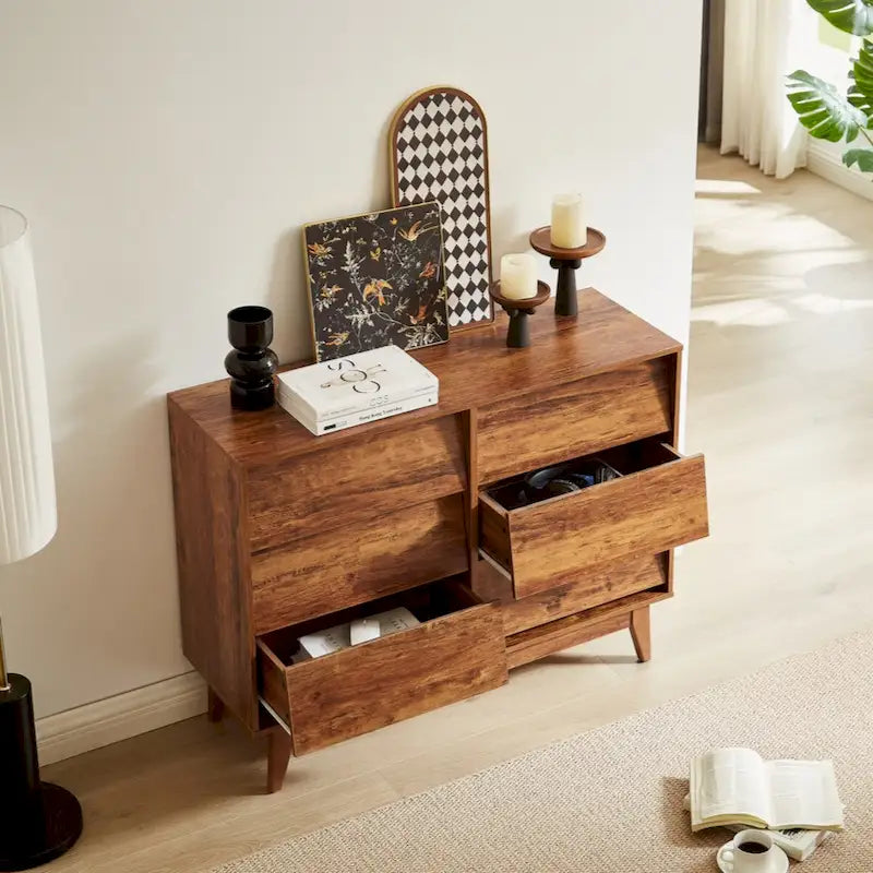 Commode double à 6 tiroirs avec détails à bord biseauté