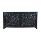 Schwarzes, handgeschnitztes Sideboard mit 4 Türen