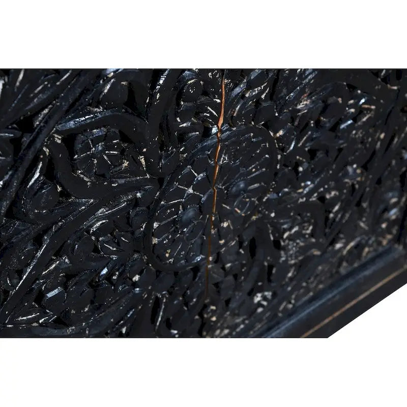 Schwarzes, handgeschnitztes Sideboard mit 4 Türen