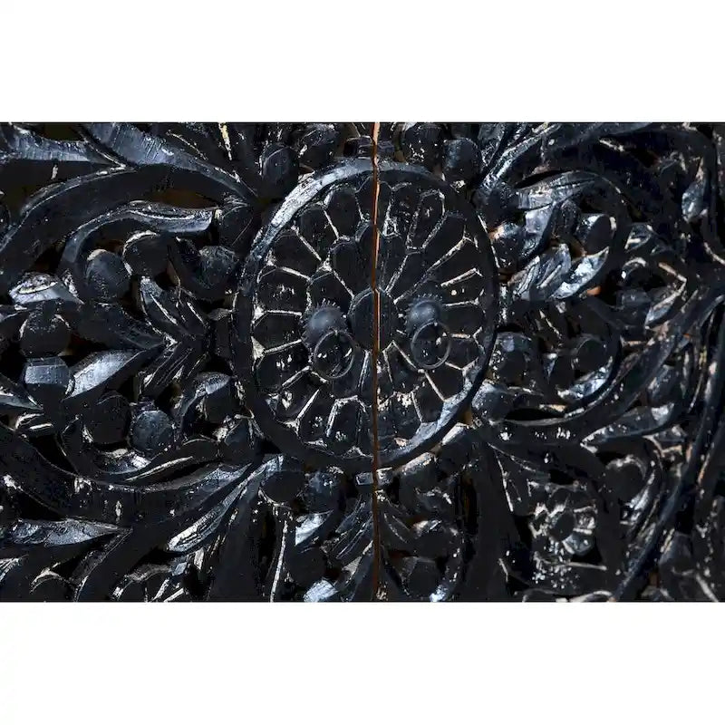 Schwarzes, handgeschnitztes Sideboard mit 4 Türen