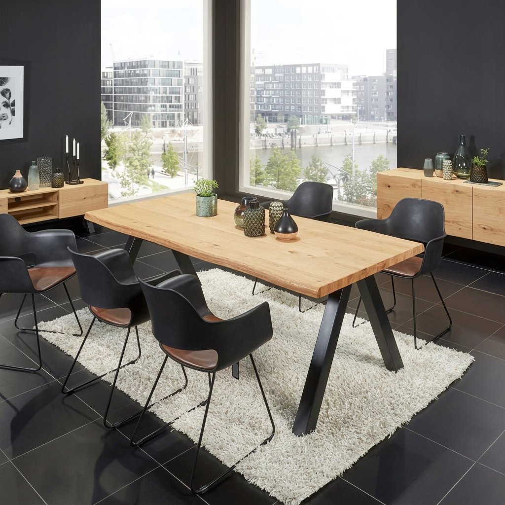 Table à manger scandinave à bord ondulé - 39.4W x 82.6L x 29.5H