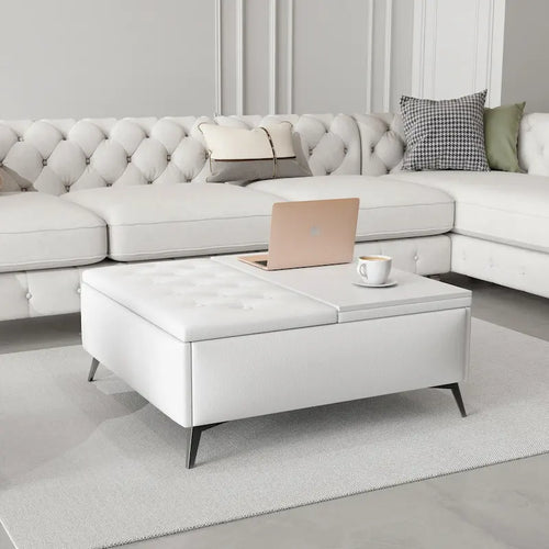 Vierkante opbergpoef van 35 inch, salontafel met liftblad