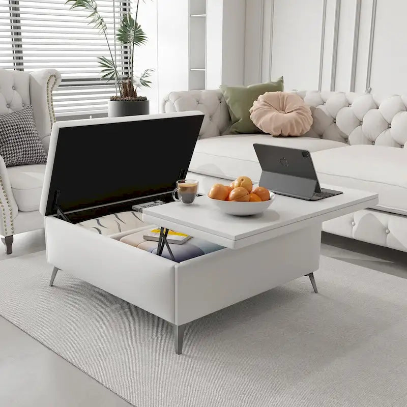 35-Inch Square Storage Ottoman Coffee Table with Lift Top