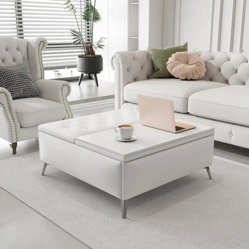 35-Inch Square Storage Ottoman Coffee Table with Lift Top