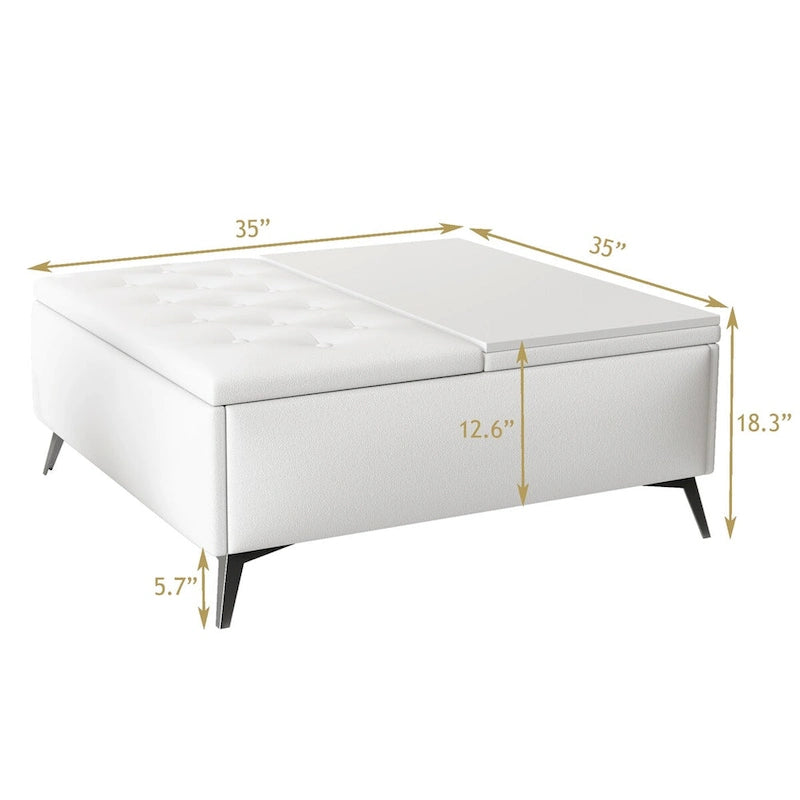 35-Inch Square Storage Ottoman Coffee Table with Lift Top