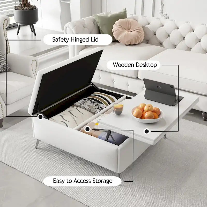 35-Inch Square Storage Ottoman Coffee Table with Lift Top